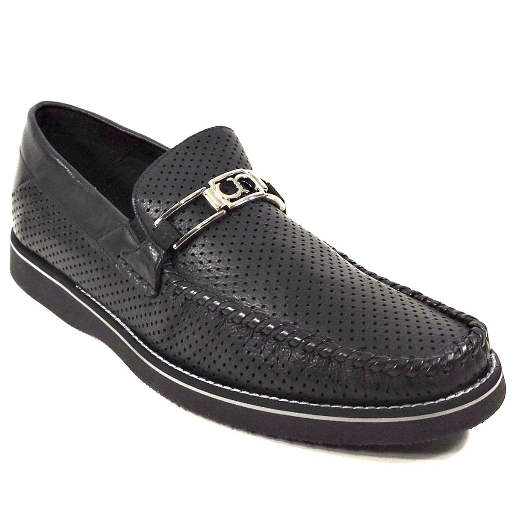 CASADEI 🇮🇹 MEN'S BLACK SOFT LEATHER COMFORT SUMMER LOAFERS - Picture 3 of 6